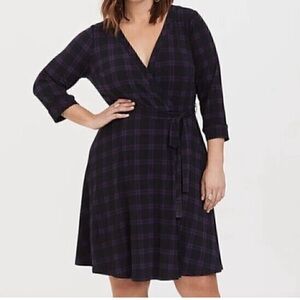 Torrid Purple Plaid Wrap Dress